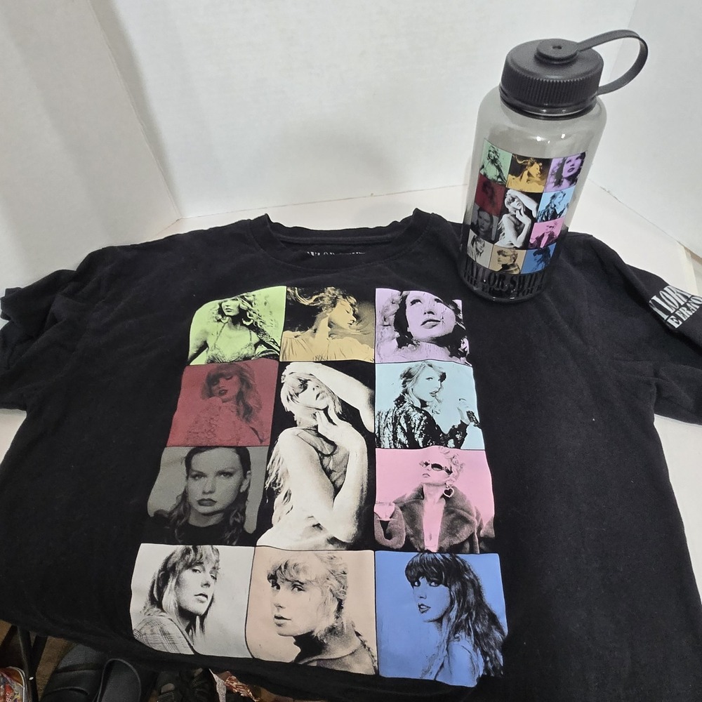 Taylor Swift The Eras Tour Lot Of 2 Concert Water Bottle & Tee Medium #965